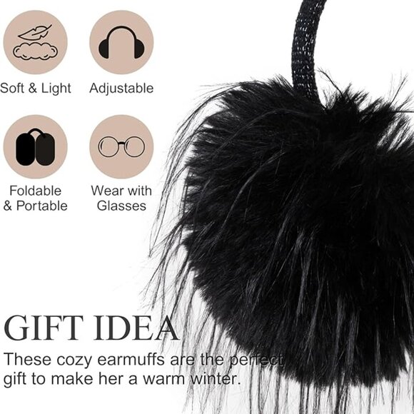 Winter Foldable Ear Muffs #Black #White main image 9